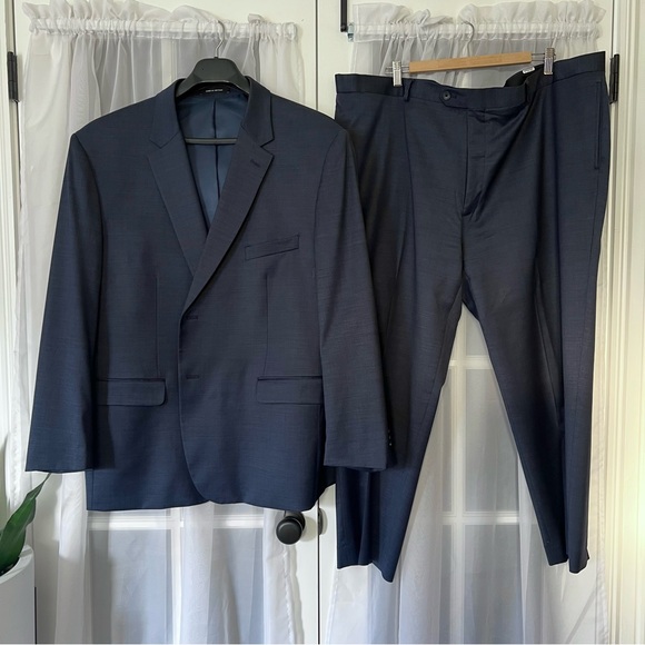 Kenneth Cole Awearness Navy Men’s Suit 52 Jacket 46 Pants **TAILORED**